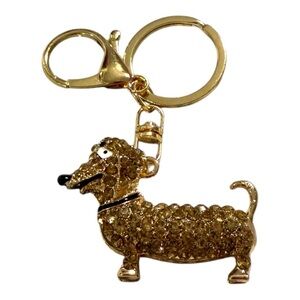 Gold Rhinestone Dachshund Keychain / Bag Charm – Weenie Dog Bling